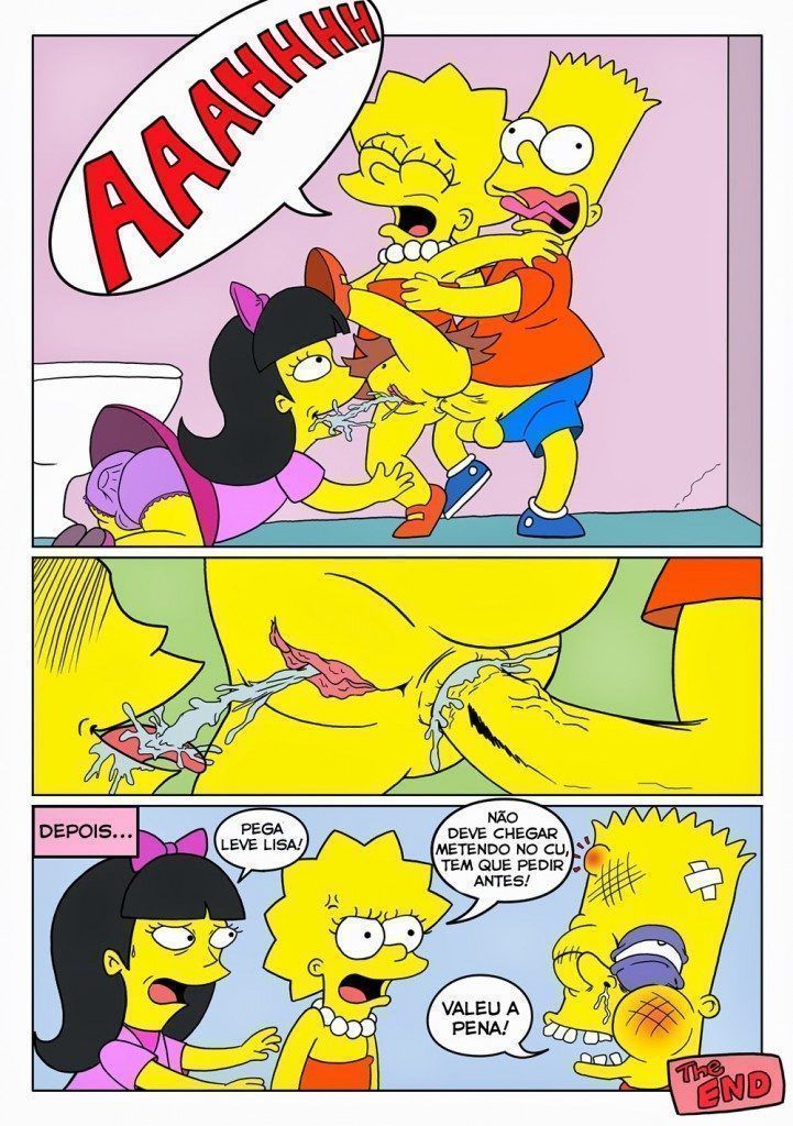Bart e Lisa fazendo sexo incesto no banheiro da escola