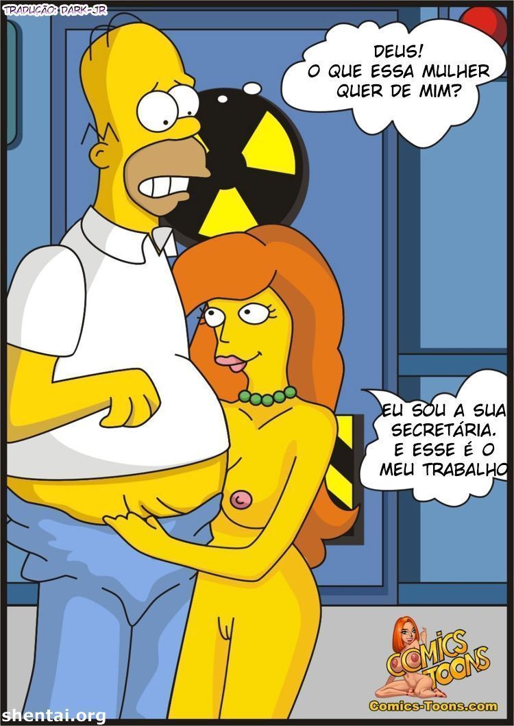 Quadrinho Porno - Homer fodendo a secretária gostosa - Os Simpsons Hentai