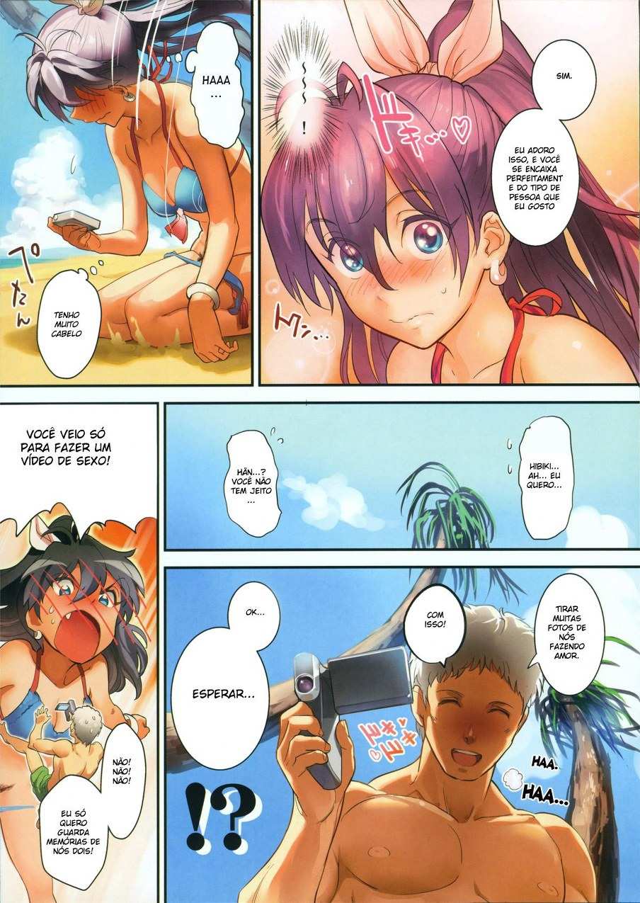 Hentai - Morena da buceta cabeluda na praia - Quadrinhos Porno
