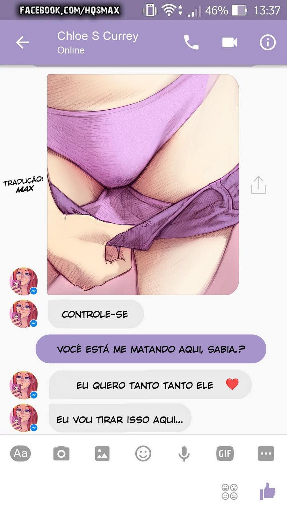 Chloe trocando nudes pelo Whatsapp e fazendo Sexting