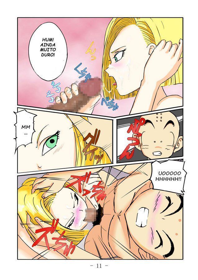 Dragon Ball Hentai - Androide 18 tarada fodendo com o Kuririn - Quadrinho de Sexo