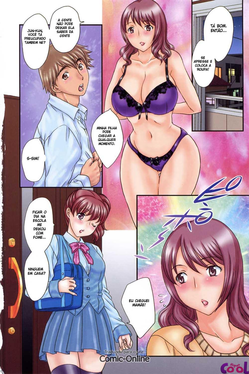 Porno Hentai - Sexo com a mãe em quanto a irmã não ta em casa - Quadrinho Erótico
