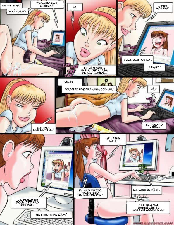 Quadrinho Erótico – Ay Papi #12 – Sexo pela internet – Hentai Incesto