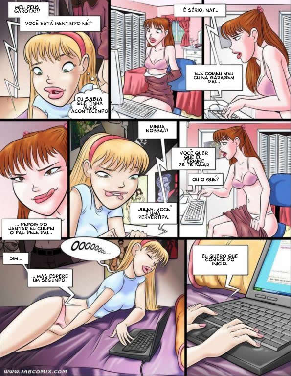 Quadrinho Erótico – Ay Papi #12 – Sexo pela internet – Hentai Incesto