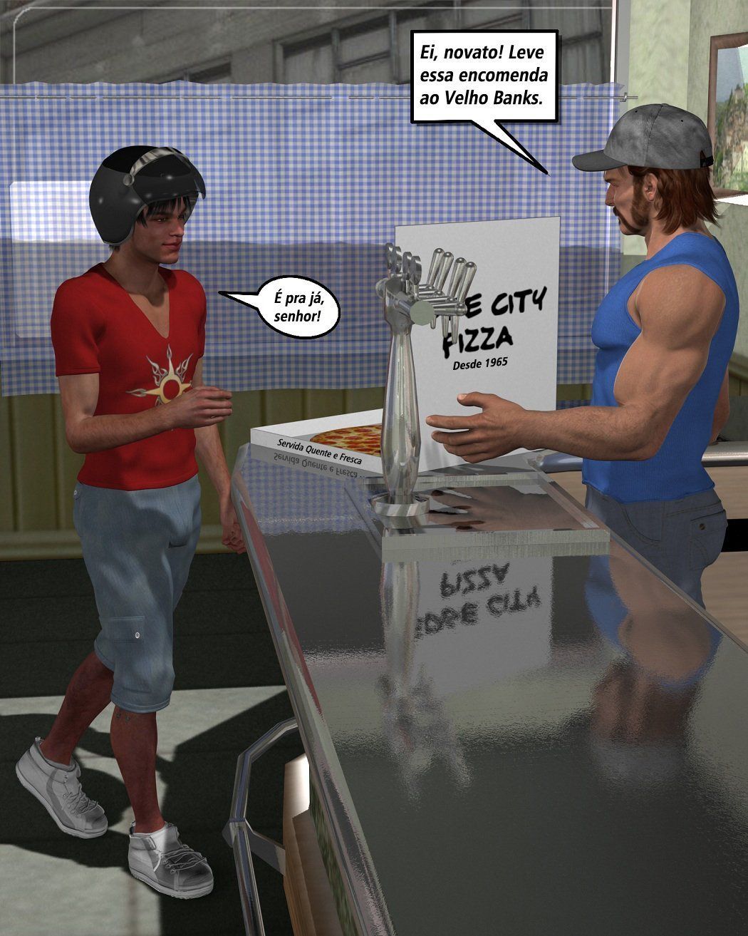 Quadrinhos Gay - O entregador de pizza e o coroa dotado