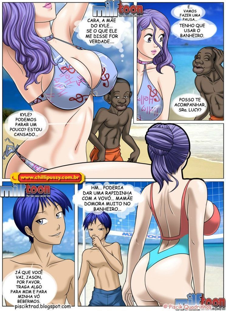 Aventura sexual com a mamãe na praia