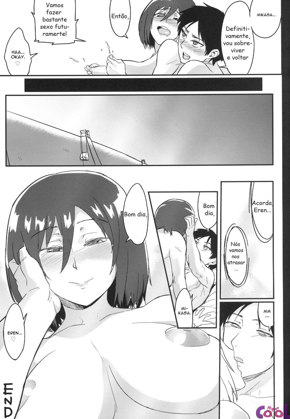Shingeki no Kyojin Pornô - Eren e Mikasa fazendo sexo
