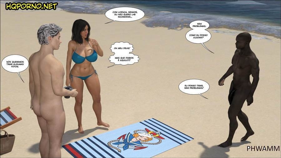 Tirinhas De Sexo - Na praia de Nudismo