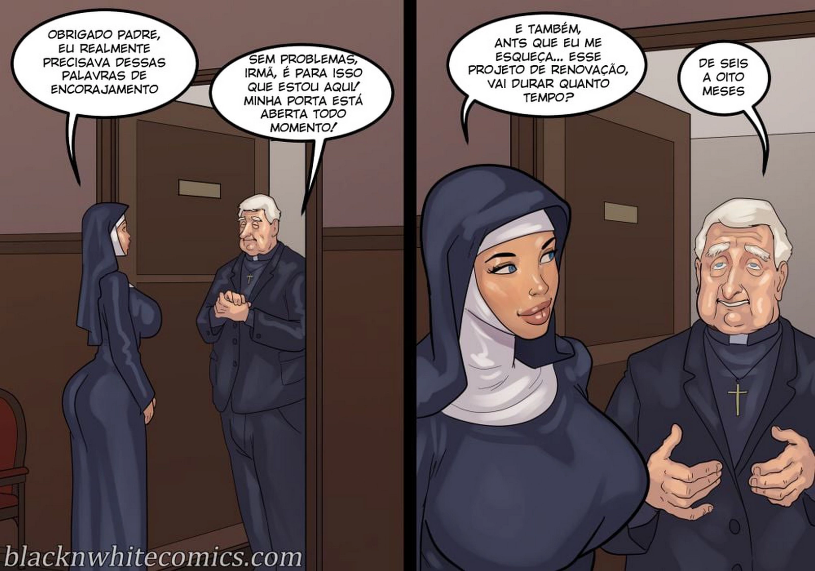 BlackNWhiteComics - A Devoção de uma freira safada